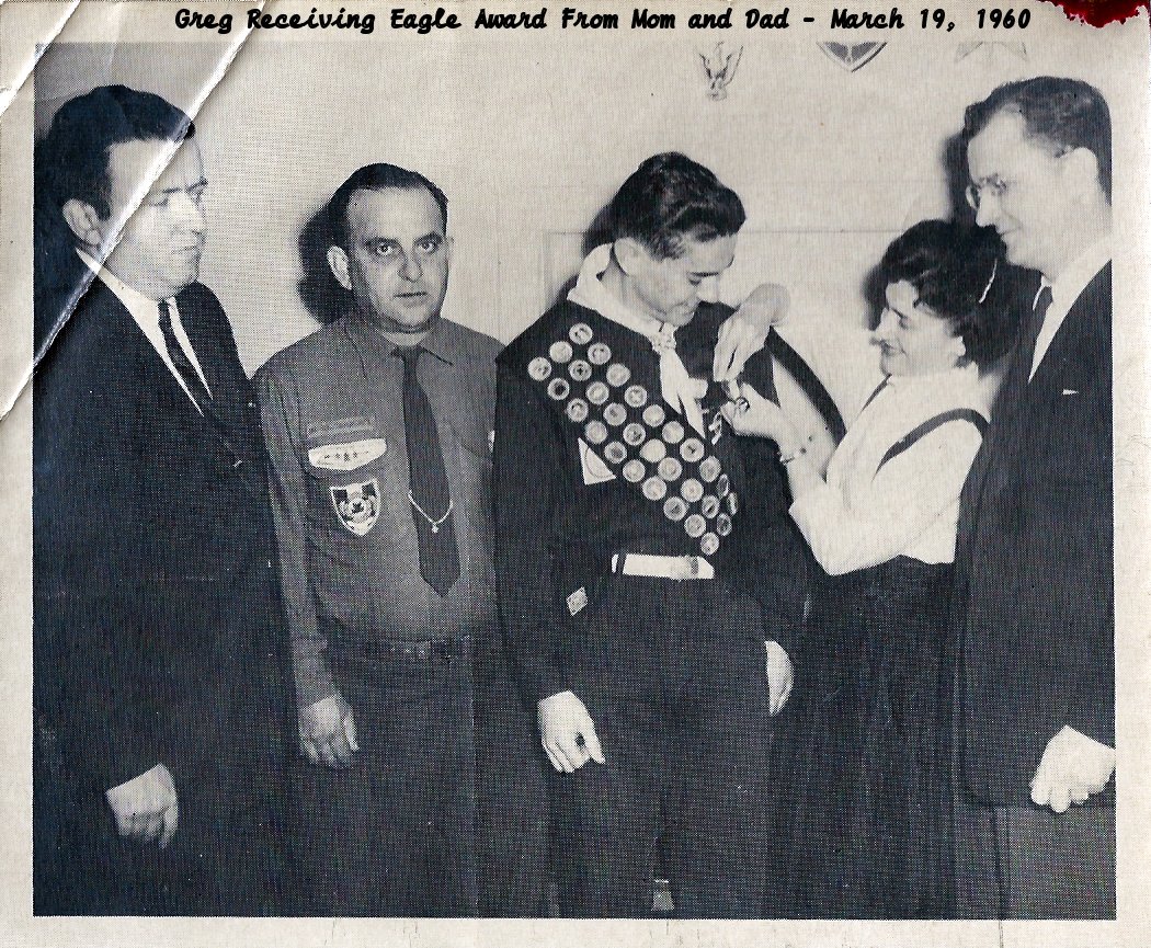 Greg, Rita (Mom), Ted (Dad) Awarded Eagle Scout 3/1960